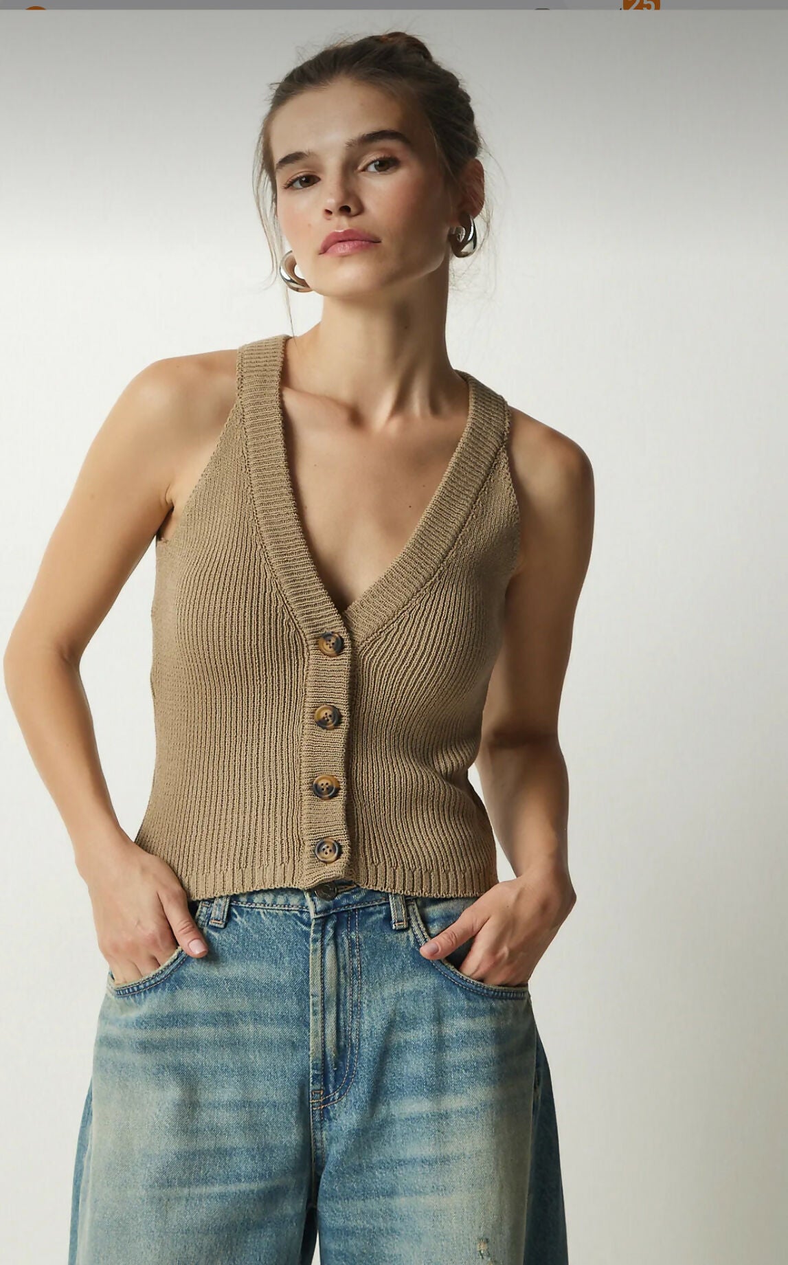 MY PEANUT Ezgi Tricot Top In Latte