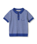 F1398 - ANCHOR STRIPE SS POLO - MAZERINE BLUE CLOUD DANCER STRIPE - Main