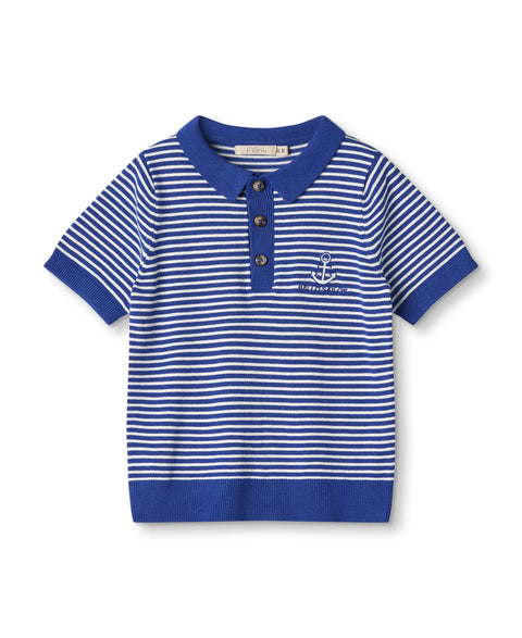 F1398 - ANCHOR STRIPE SS POLO - MAZERINE BLUE CLOUD DANCER STRIPE - Main