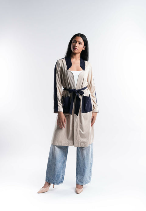 Two Tone Suede Trench Coat