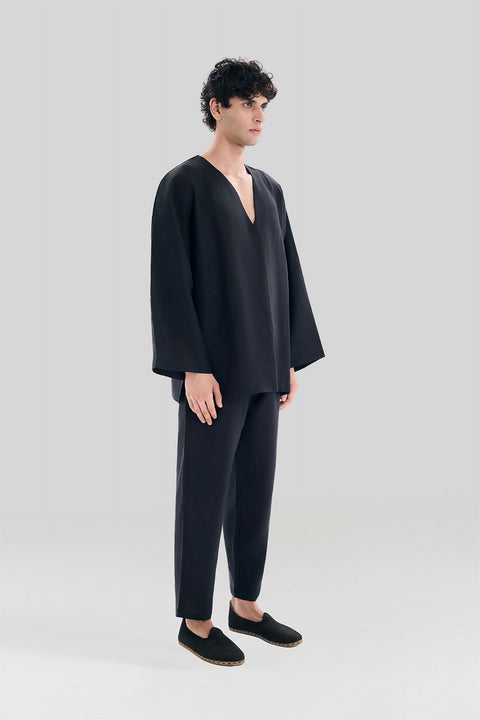 T 03 Black Linen T-Shirt