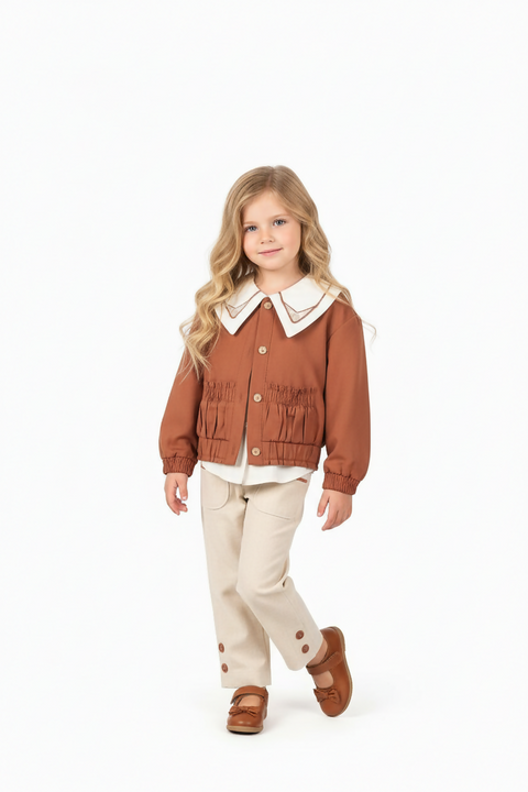 BOMBILI Girls 3-piece set (shirt,jacket,pants) - Tile