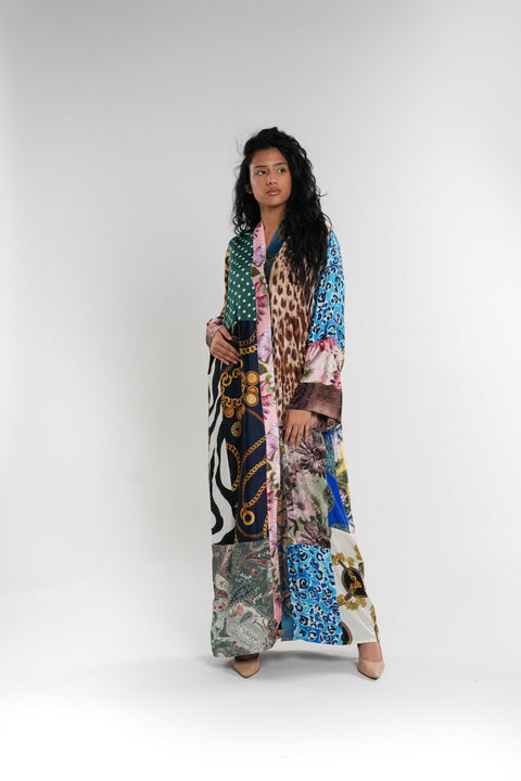 Lined Silk Patchwork Abaya