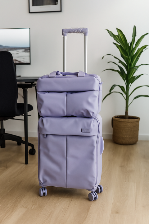 Compact Travel Duo – Suitcase and Matching Top Bag Purple