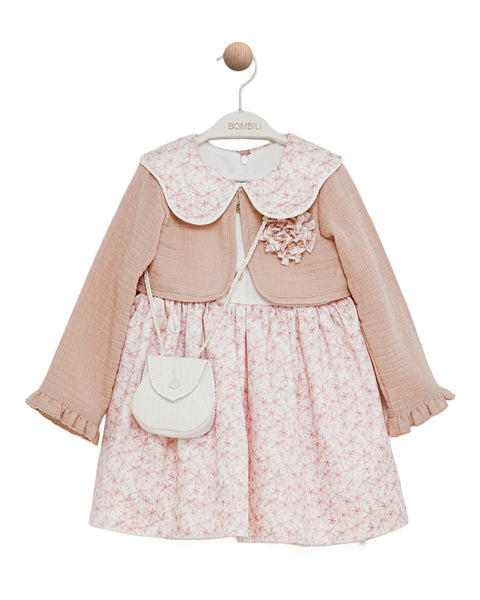 BOMBILI Girls Dress with a bag - Powder