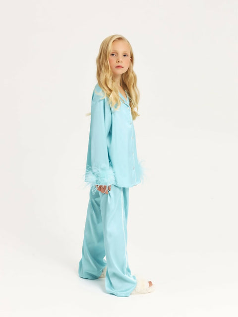Girls' Luxury Silk Two-Piece Set – Tiffany Blue