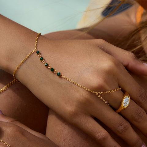 Caliya – Five-Stone CZ Bracelet, 18K Gold Finish