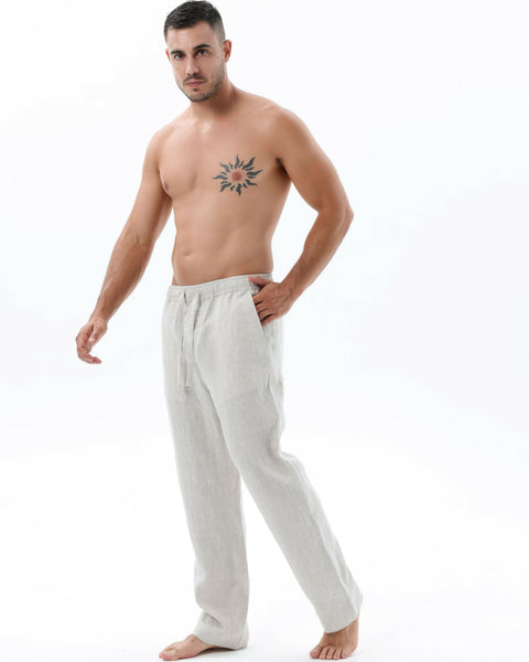 Corfu Trousers Slub Linen Biege