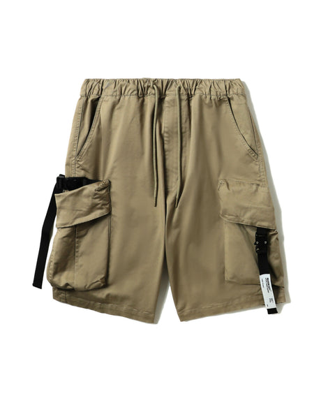 Buckled Cargo Shorts in Beige