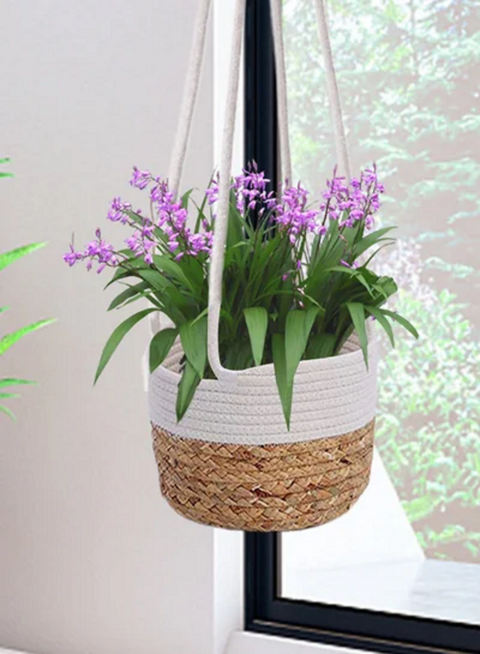 Decorative Hanging Planter Basket with Natural Jute Cotton Cord