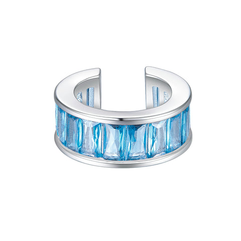 Cuff with sky-blue stones in a baguette cut