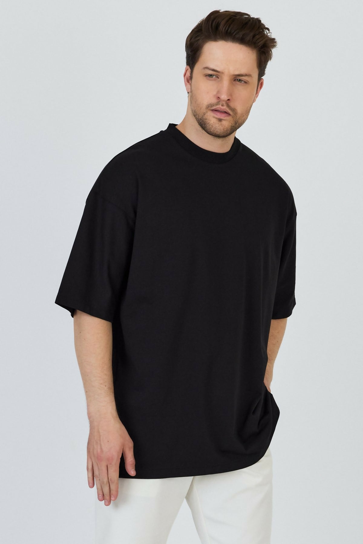 Basic Cotton Crew Neck T-Shirt - Black