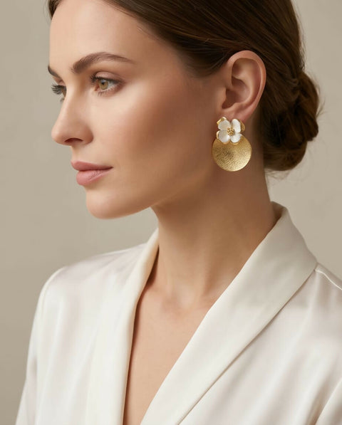 Radiant Bloom White Handmade Earrings