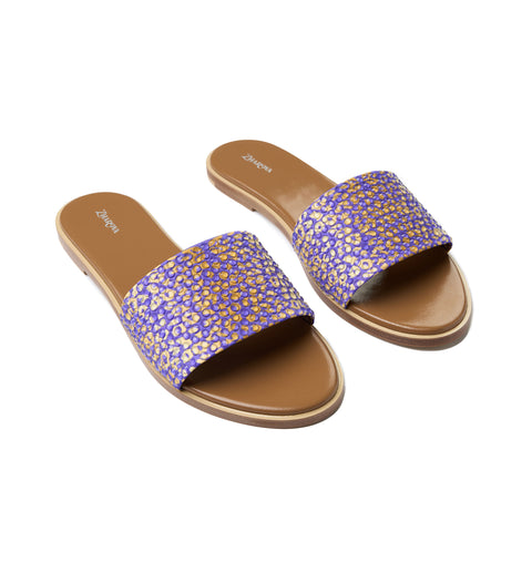 Zharova Purple Leopard Flat Sandals