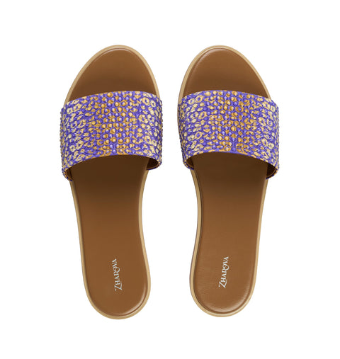 Zharova Purple Leopard Flat Sandals