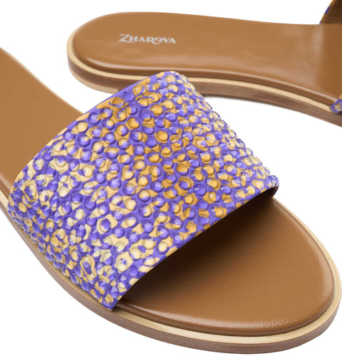 Zharova Purple Leopard Flat Sandals