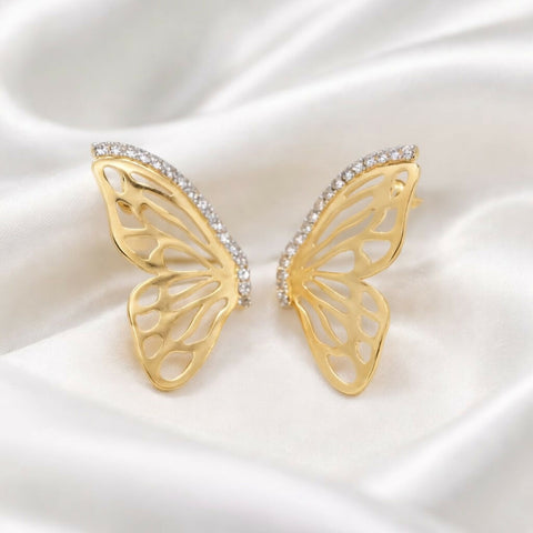 Butterfly Handmade Earrings with natural zircon