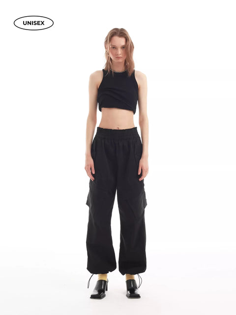 Wide Black Cargo Pants "Romanticism"