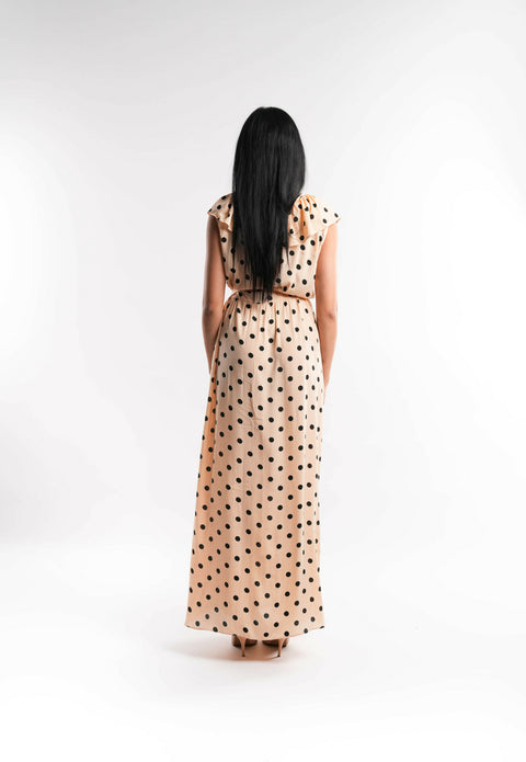 Yellow Polka Dot Crepe Dress
