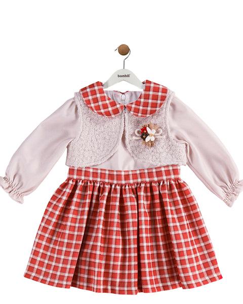 BOMBILI Girls 2-piece set (drees,jacket) - Red