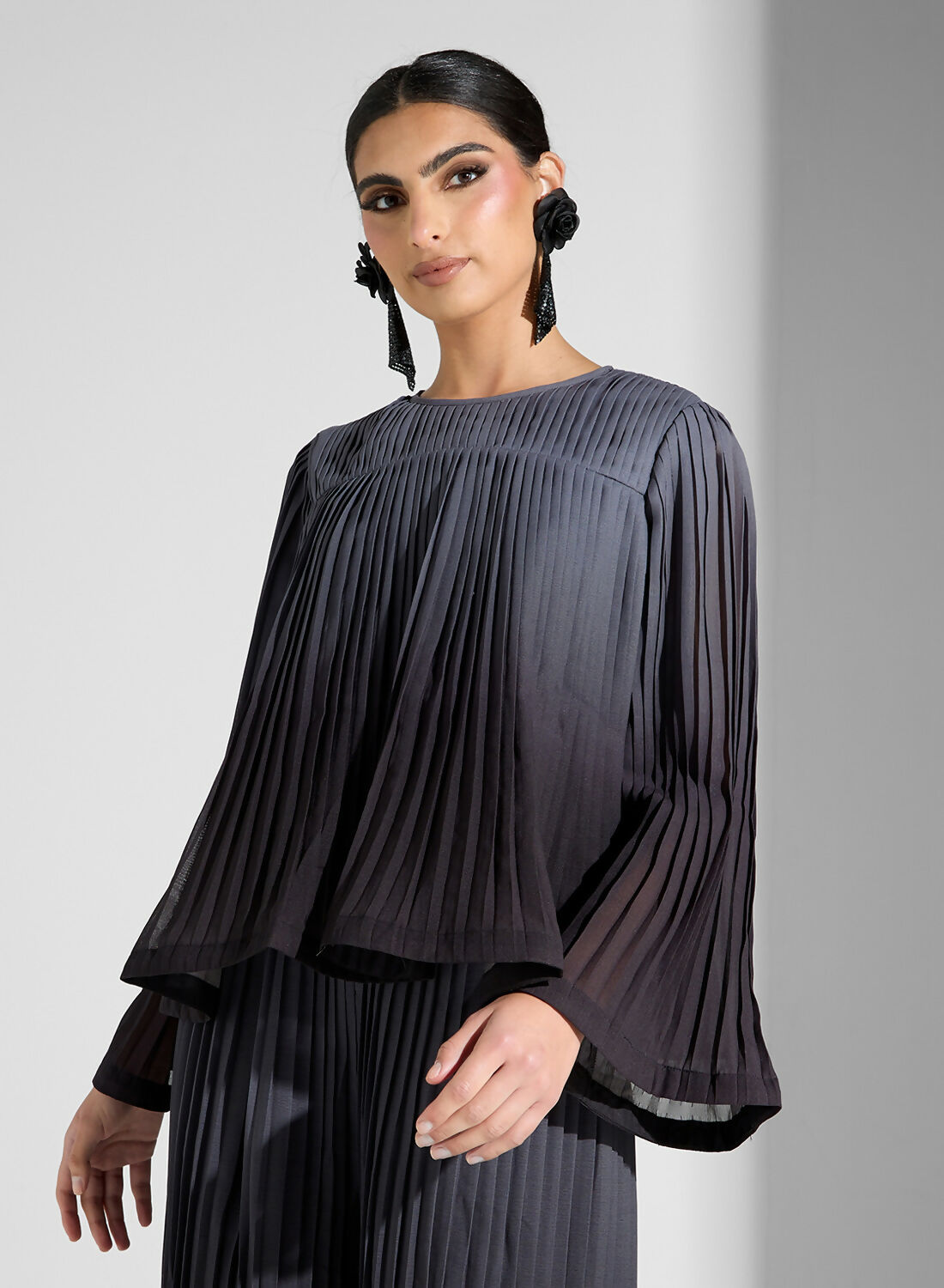 PLEATED OMBRE COORD SHIRT