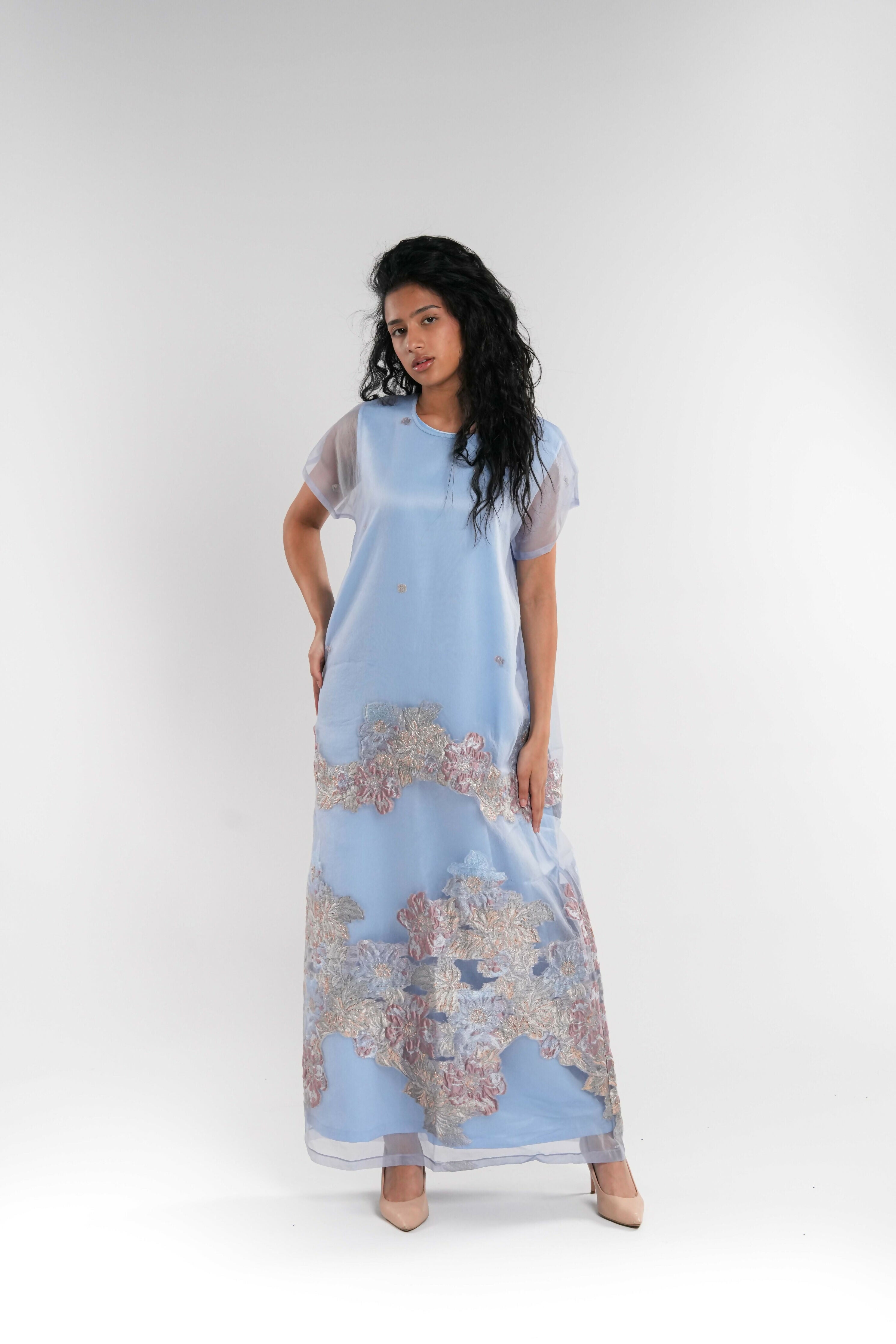 Purple Organza Kaftan Lined