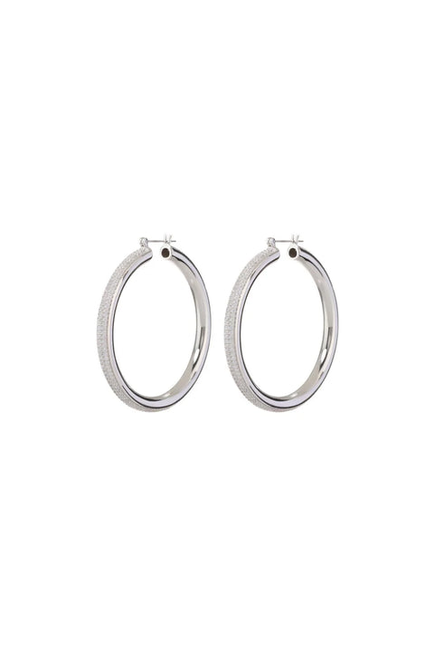 Pave Stripe Amalfi Hoops- Silver