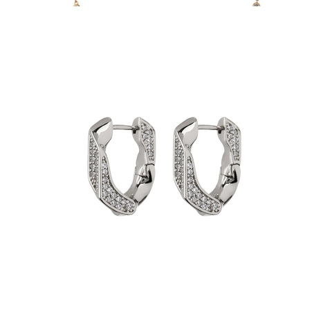 Pave Cuban Link Hoops- Silver