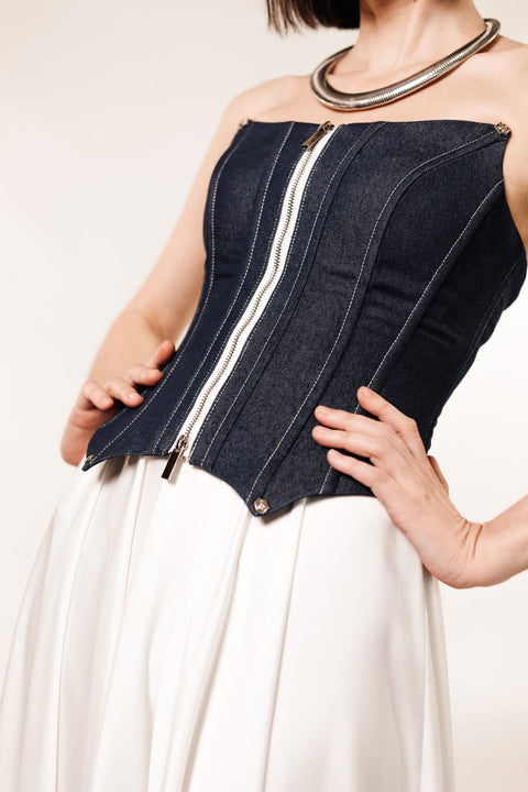 Gravity Deep-Blue Corset Top