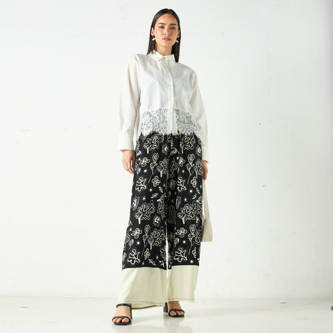Solid Shirt with Lace hem