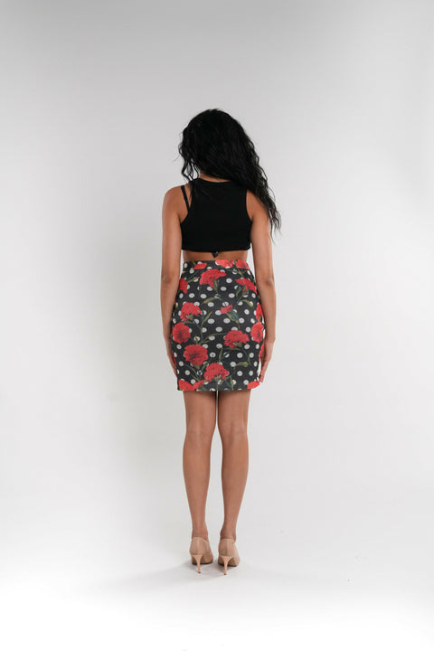 Stretch Mesh Floral Mini Skirt
