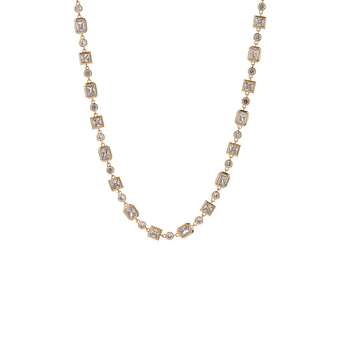 Pyramid Bezel Statement Necklace- Gold