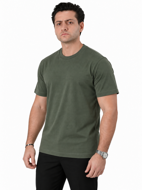 ANGELO KAHEL - CREW NECK T-SHIRT KHK - VT-1044