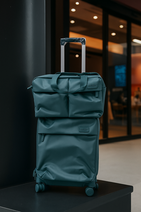 Compact Travel Duo – Suitcase and Matching Top Bag Petrole
