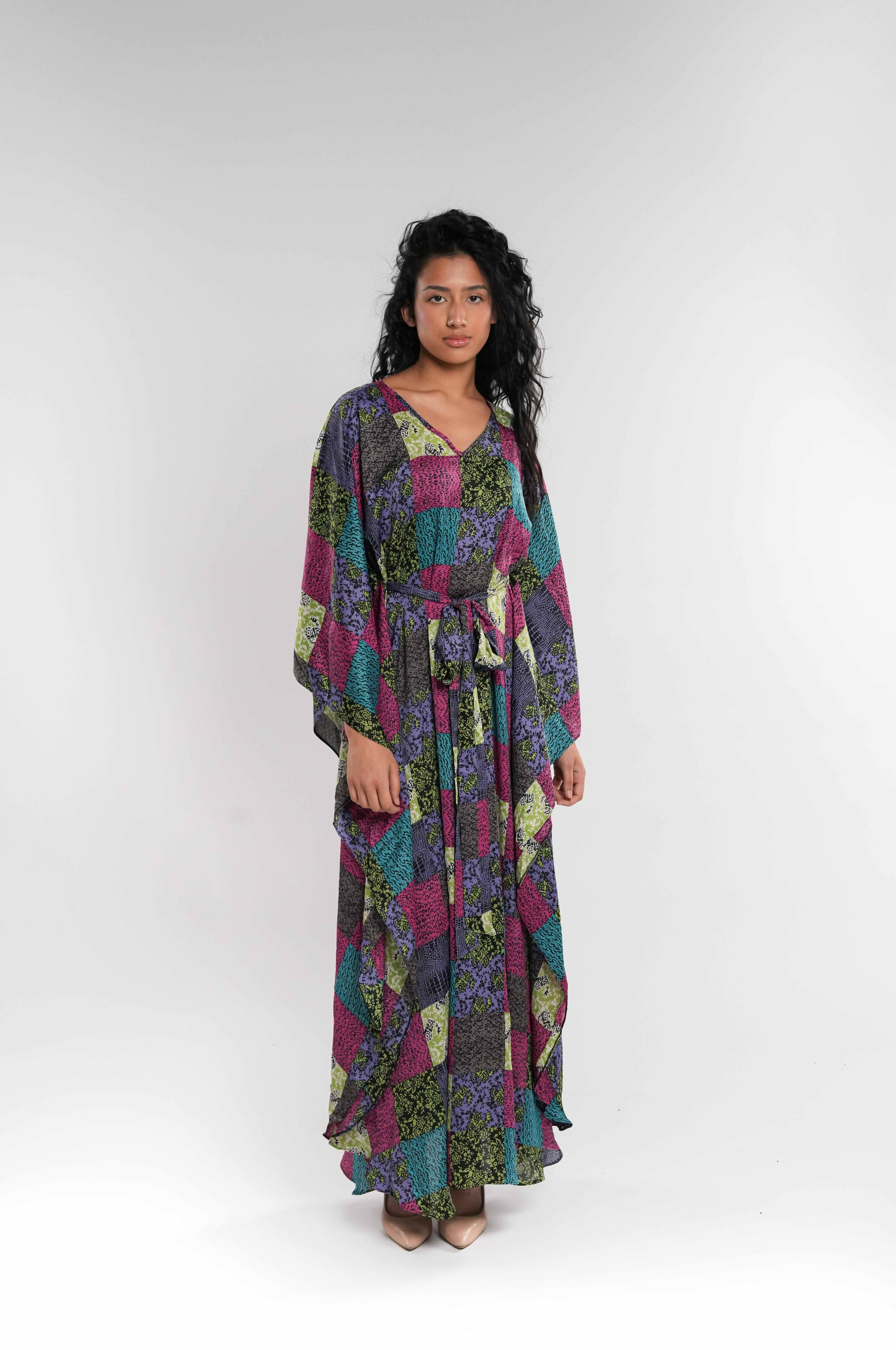 Multicolor Satin Kaftan