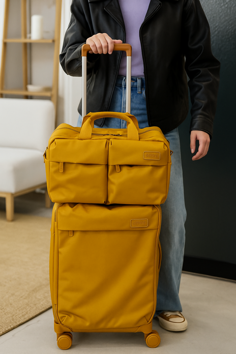 Compact Travel Duo – Suitcase and Matching Top Bag Yellow