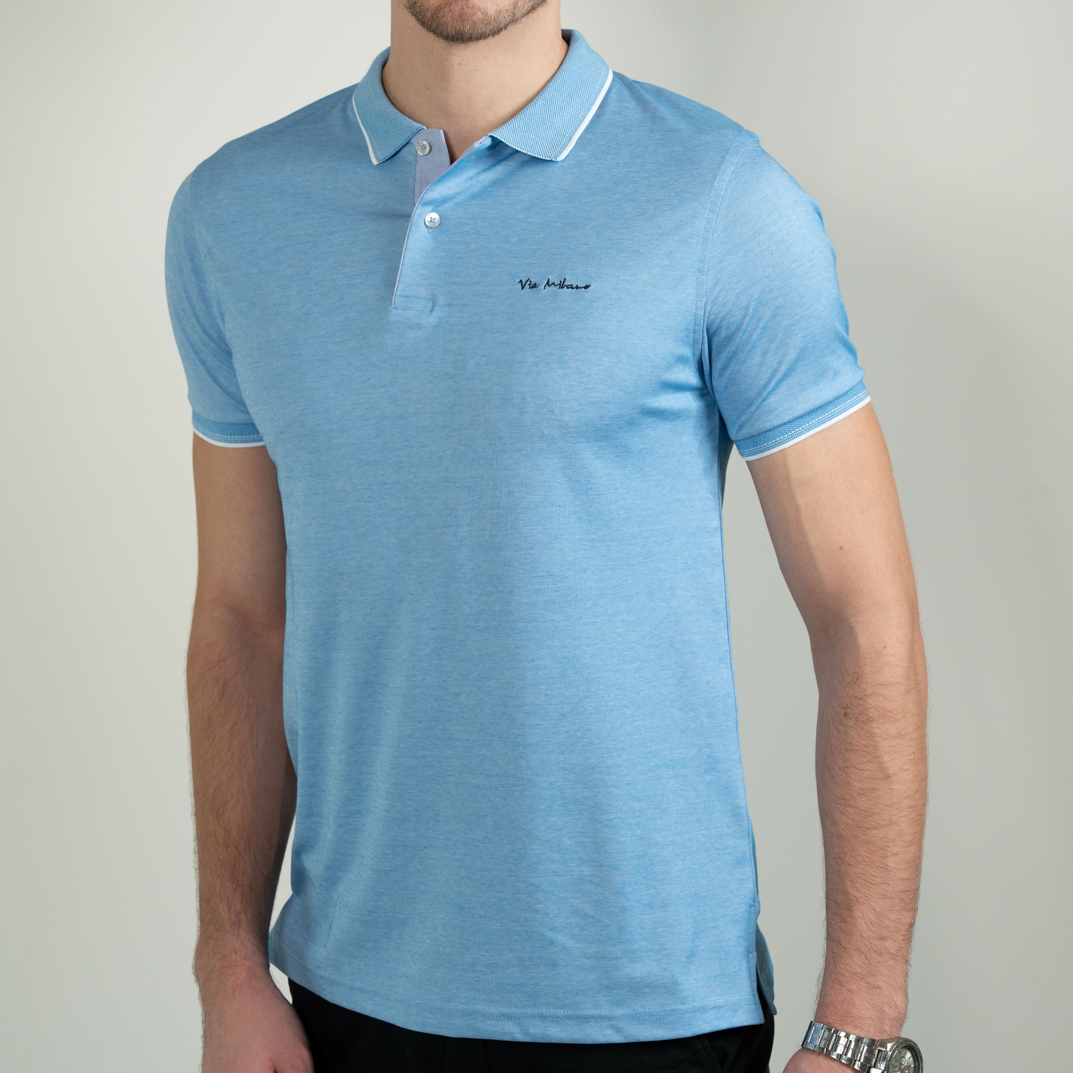 Via Milano Polo T-shirts Maya Blue
