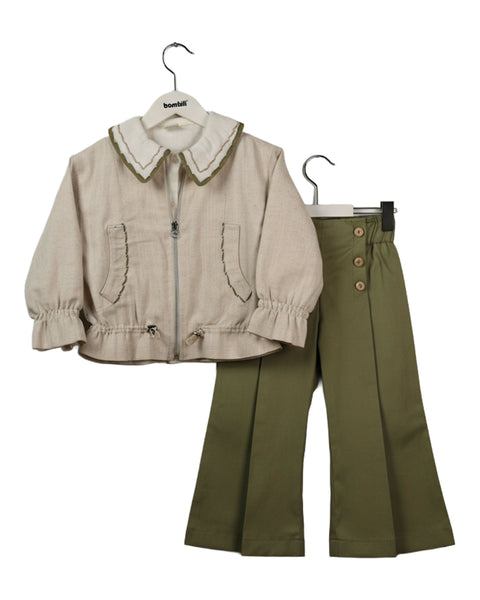 BOMBILI Girls 3-piece set (shirt,jacket,pants) - Green