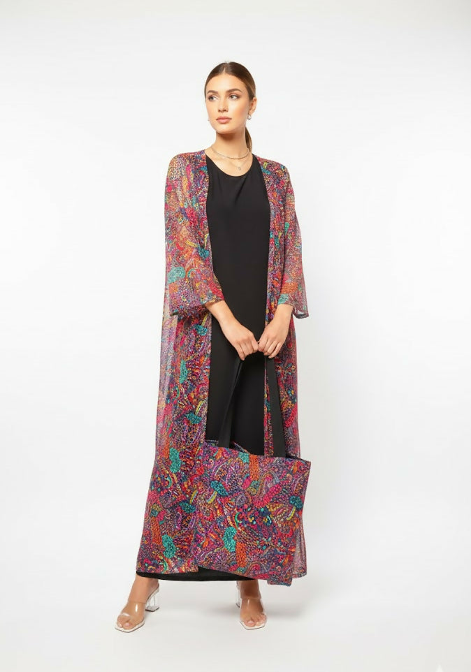 Casual Light Open Dress in Light Multicolour Free Size