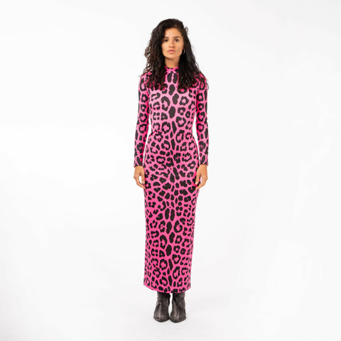 Leopard Maxi Dress in Pink