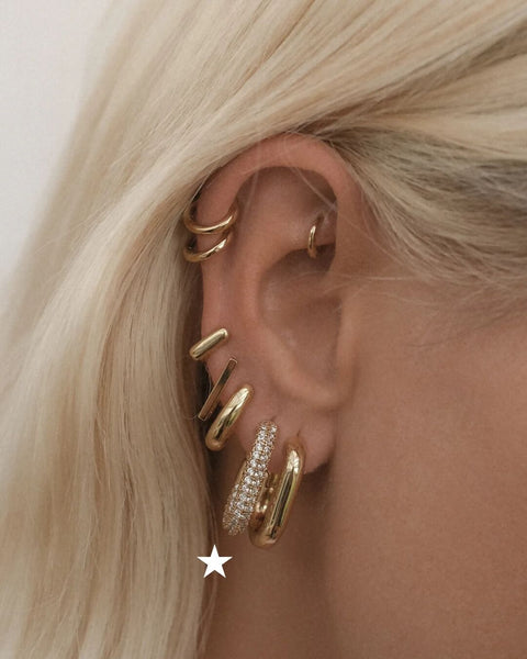 XL Pave Chain Link Hoops- Gold