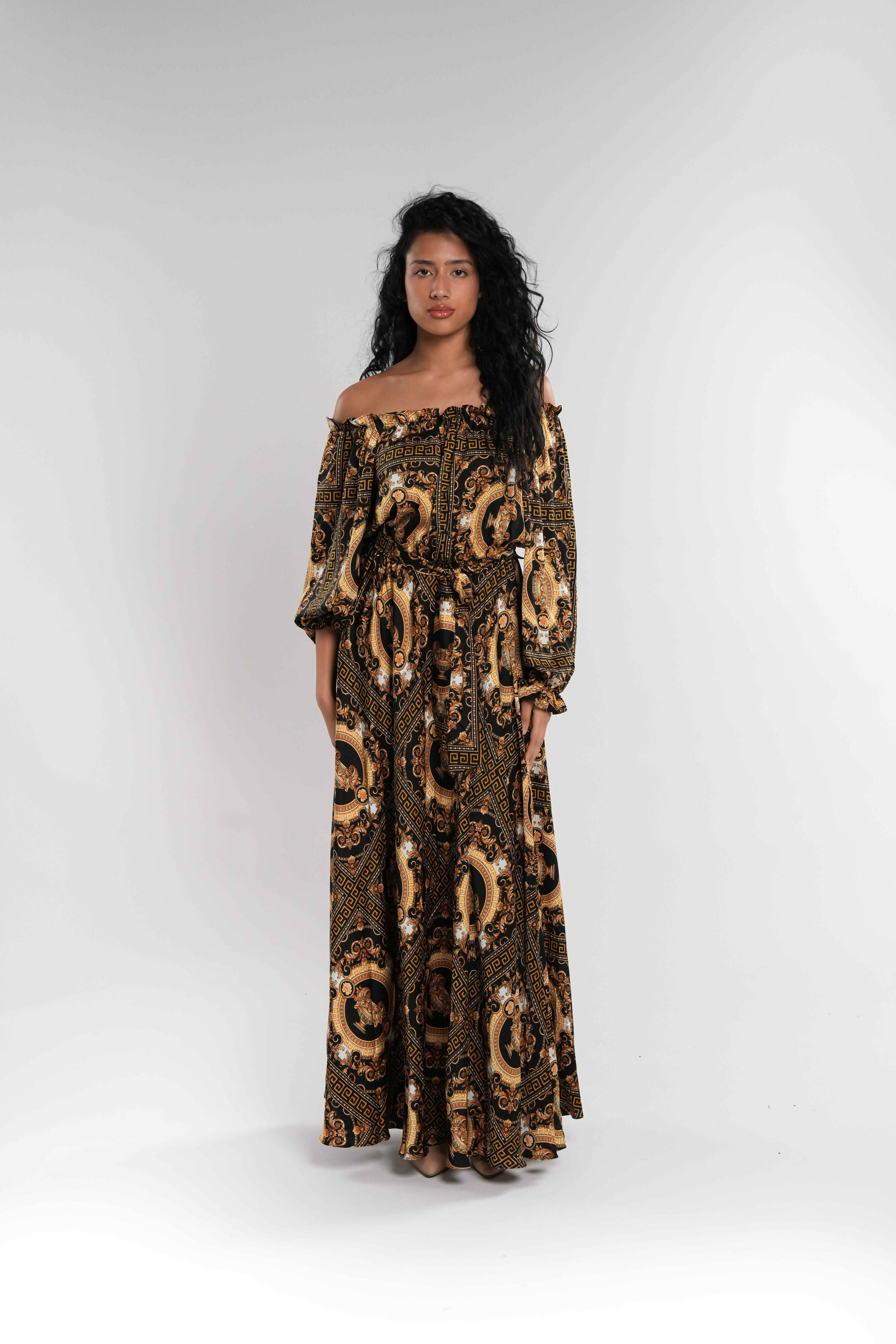 Silk Off Shoulder Dress