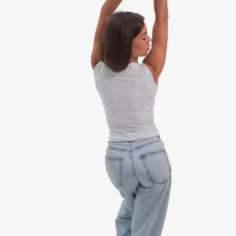 Emma - straight neckline top white