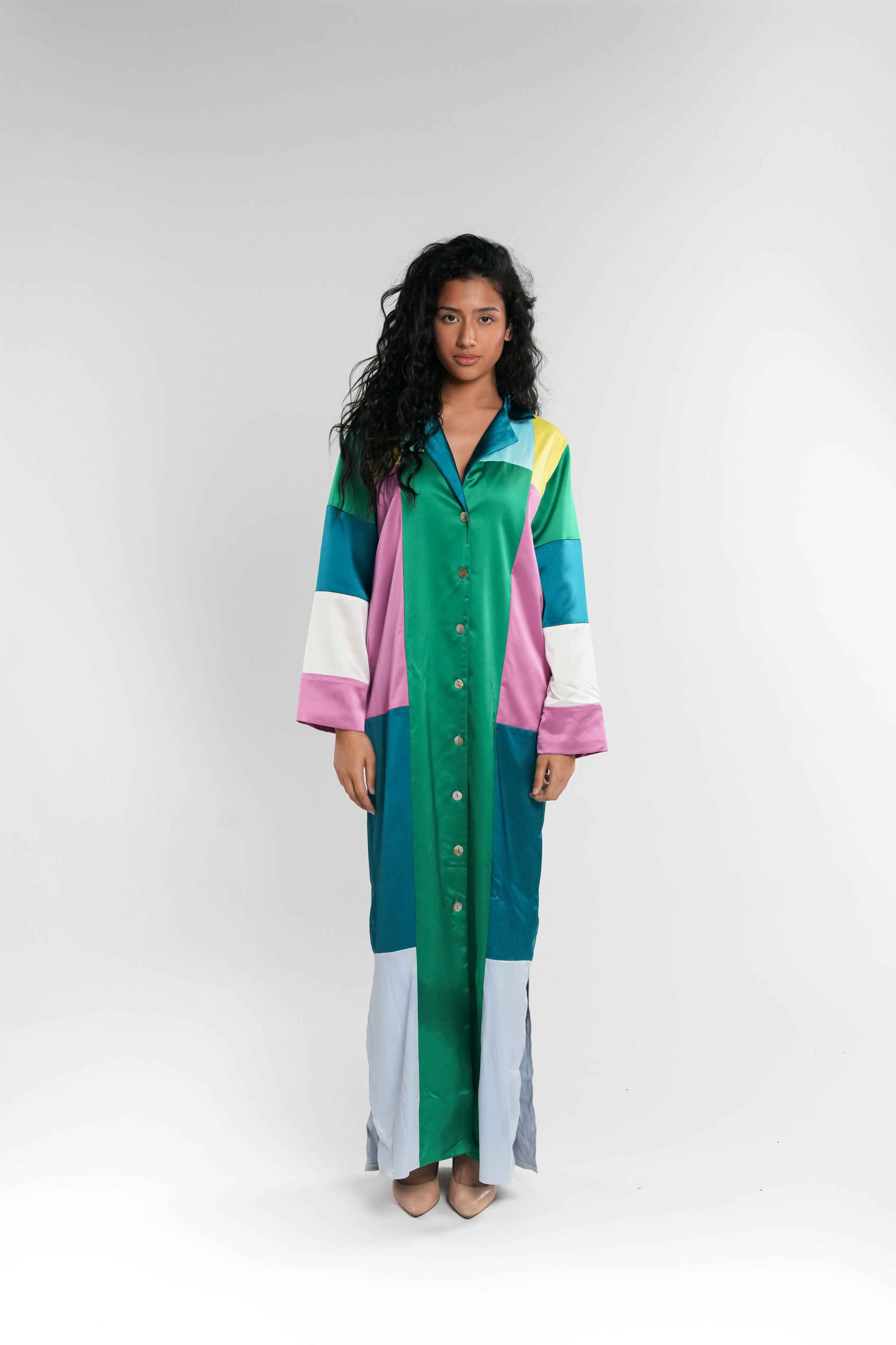Patched Satin Abaya