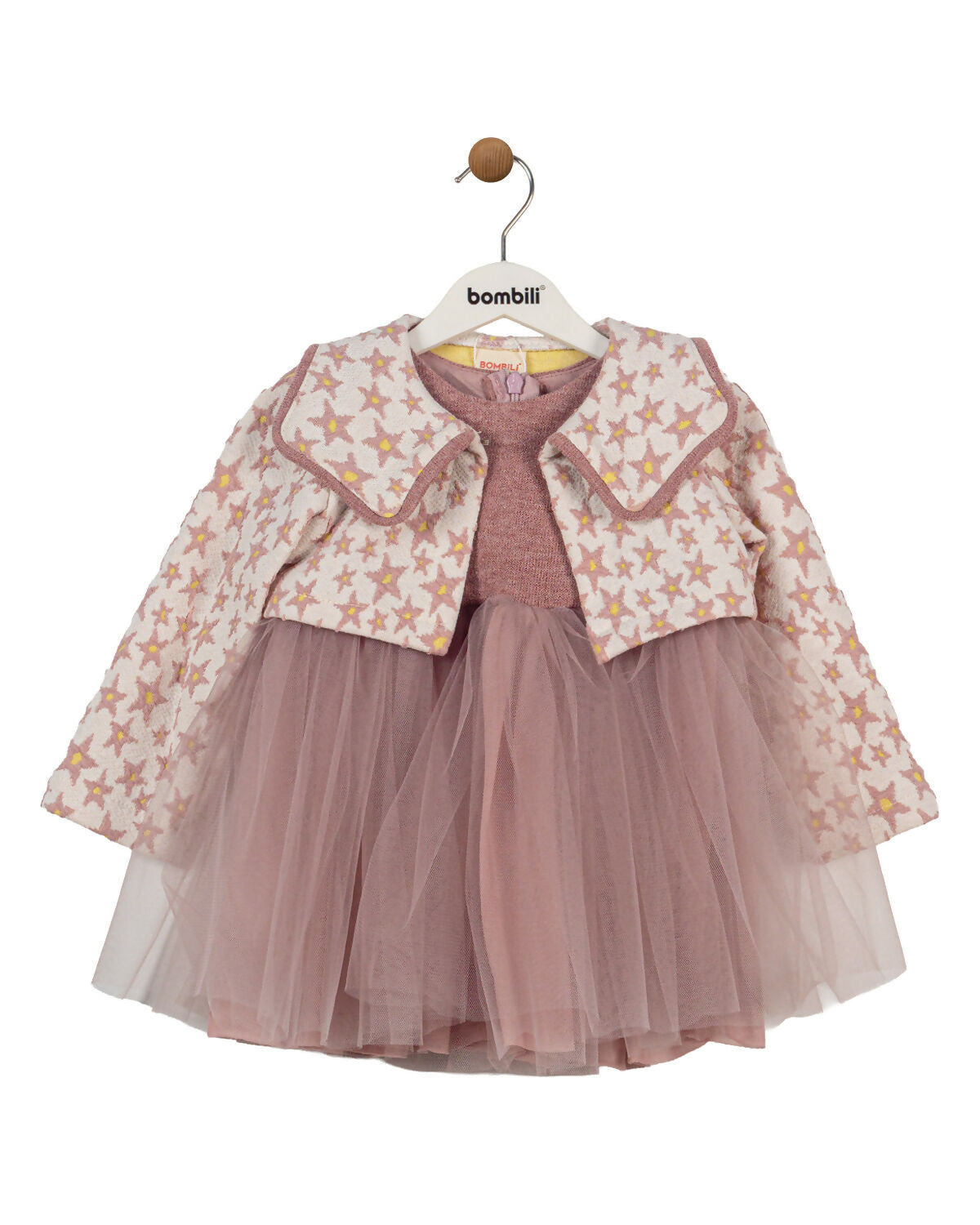 BOMBILI Girls 2-piece set (drees,jacket) - Ecru Star
