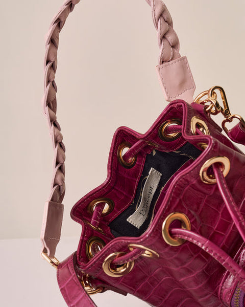 Fuchsia Pink Leather Bucketbag CAMILLE