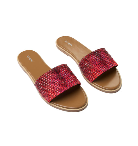 Zharova Red Snake Flat Sandals