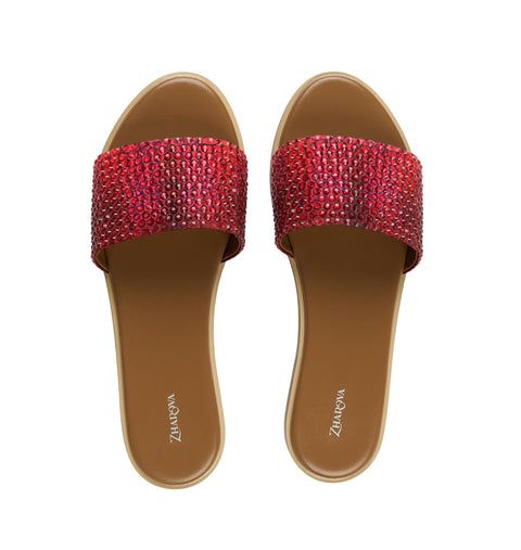 Zharova Red Snake Flat Sandals