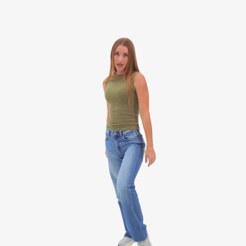 Emma - straight neckline top latte