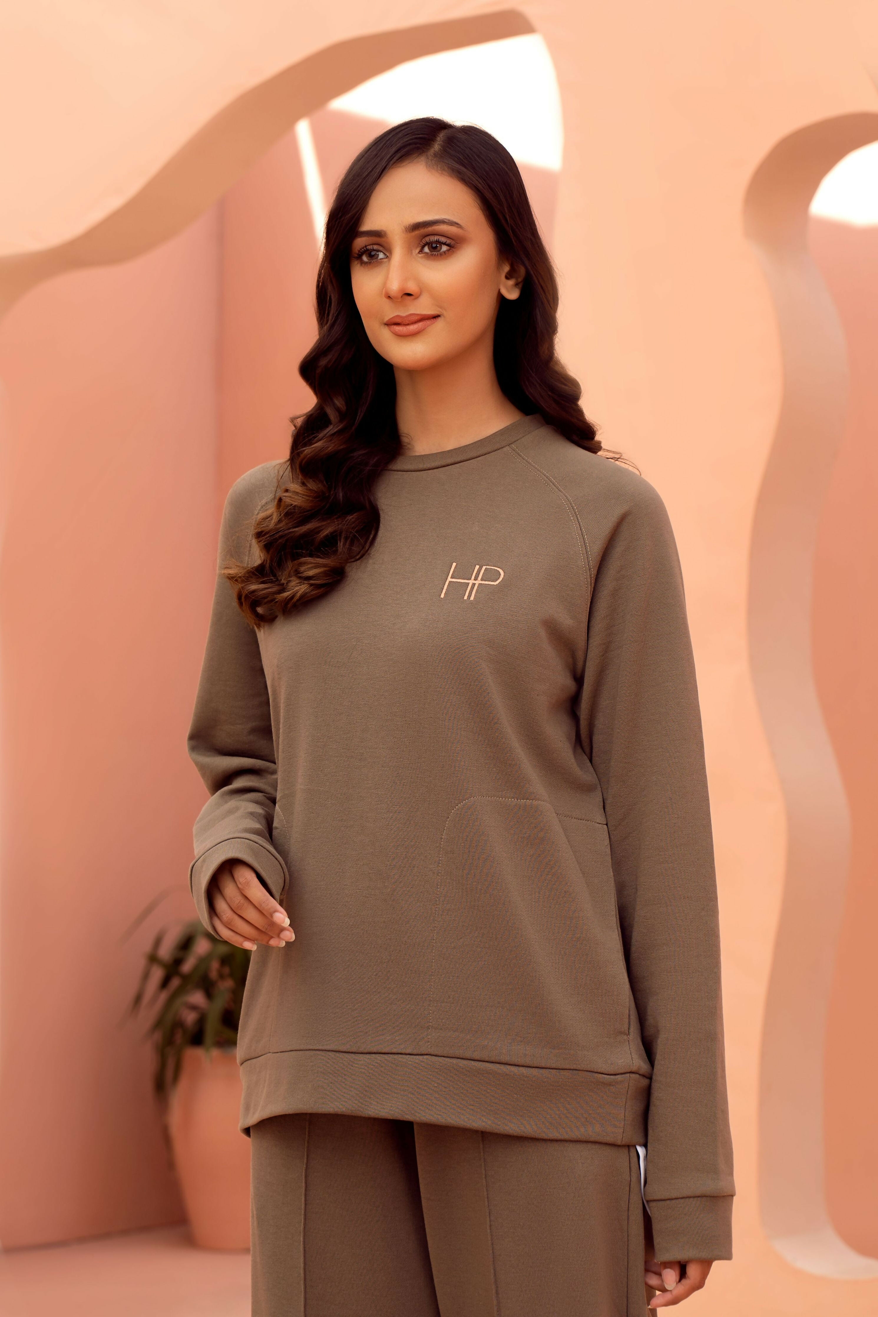 Long Sleeves Terry Top - Lana Khaki